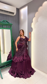 Handwork Corset Blouse with Satin Lehenga