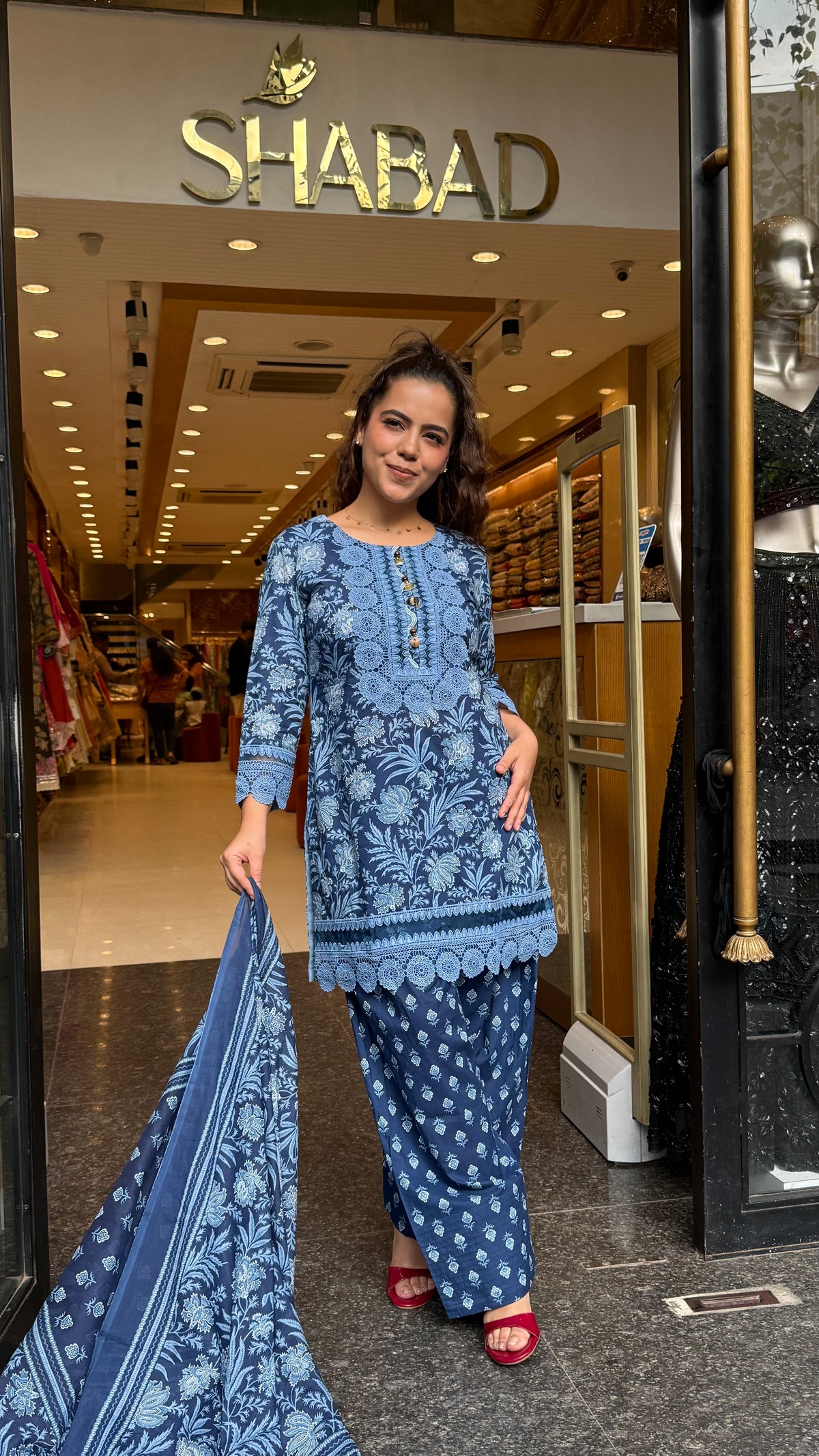 Budget-Friendly Printed Cotton Suit Set with Farshi Salwar & Lace Work | Women’s Ethnic Wear