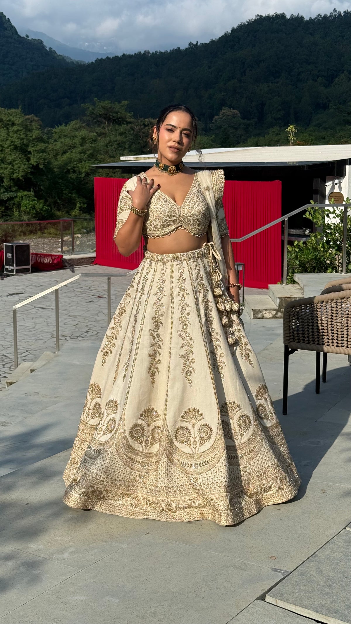Pure Silk Handwork Lehenga with Embellished Blouse