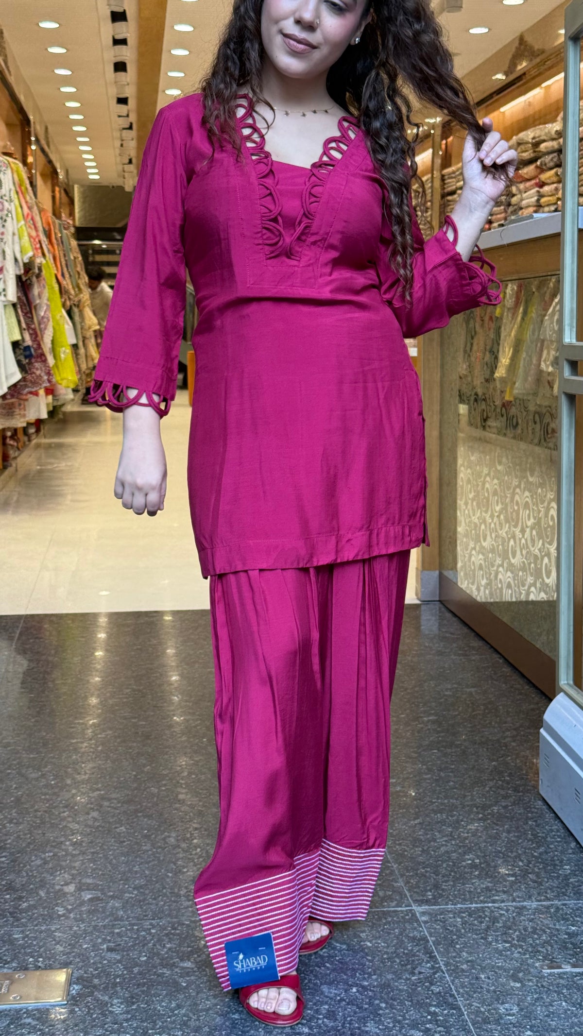 Rayon Cotton Farshi Salwar Co-ord Set with Lace Work Neckline & Sleeves | Women’s Ethnic Wear