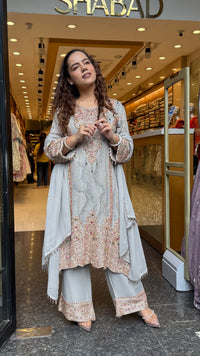 Designer Georgette Suit Set with Sequin Shirt & Multicolor Stone Beads Work