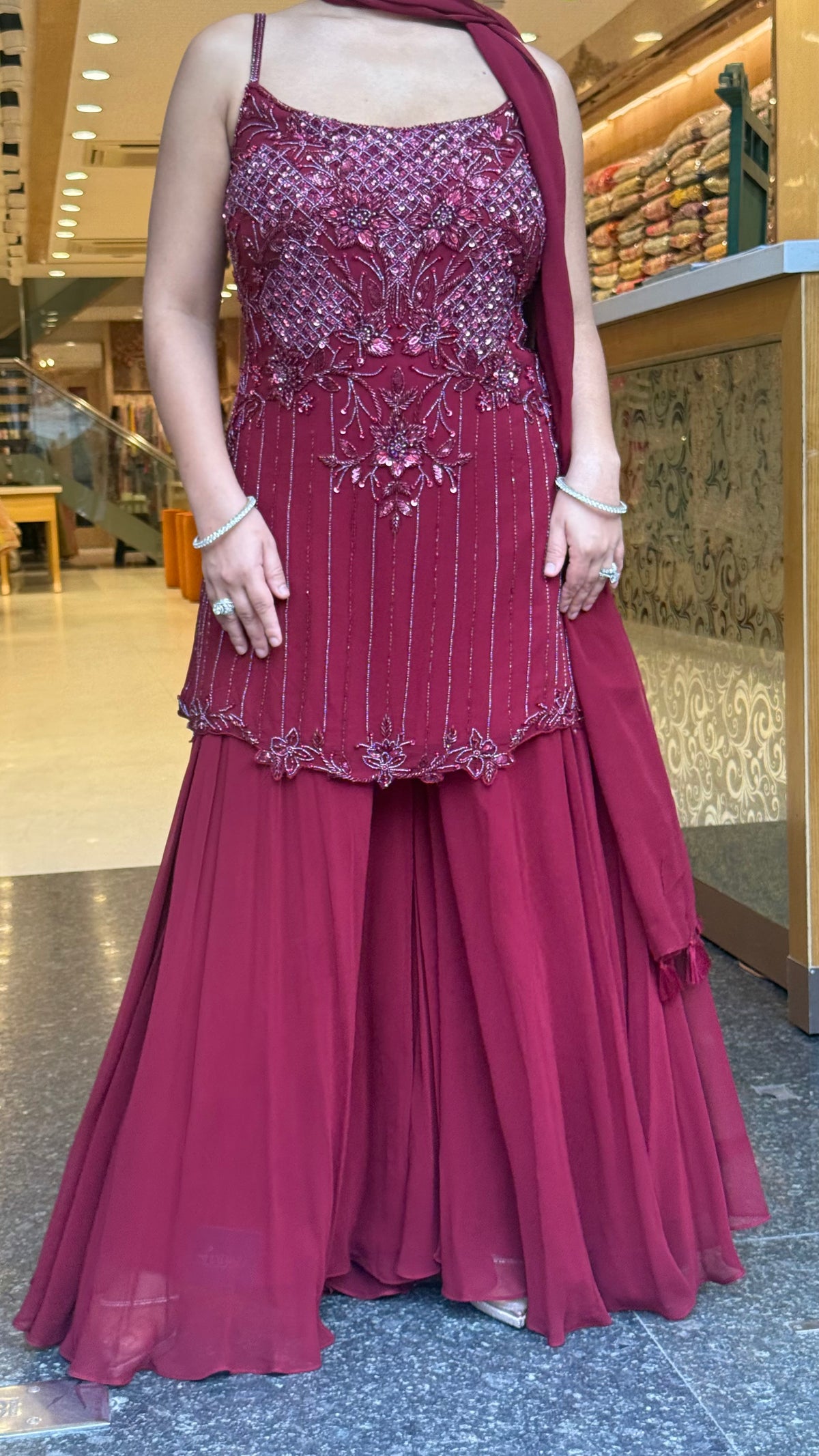 Elegant Georgette Suit Set with Cutdana, Pearl & Sequin Work (sleeves available)