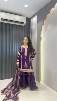 Premium Silk Suit Set with Sequin Handwork
