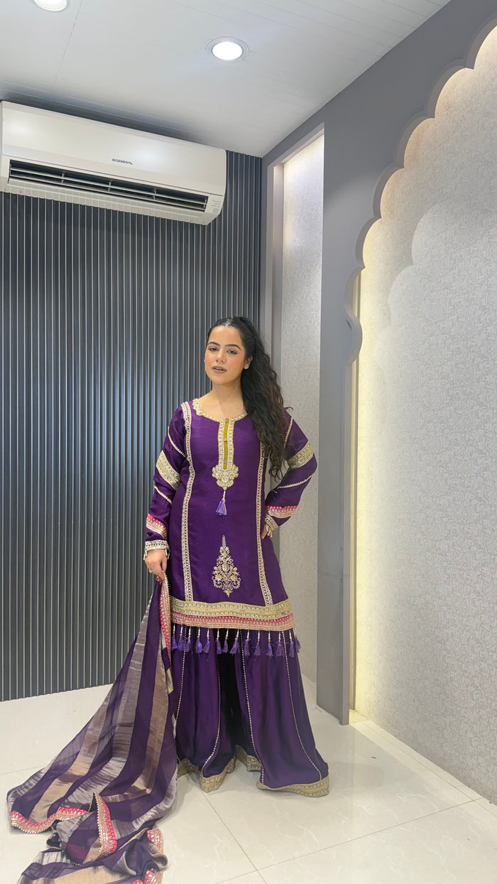 Premium Silk Suit Set with Sequin Handwork