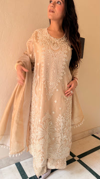 Shimmer Tissue Suit Set with Beads Handwork