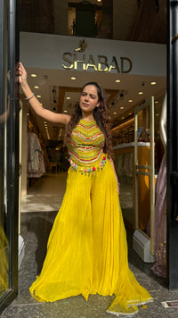 Mirror Work Corset with Georgette Palazzo Indo-Western Set