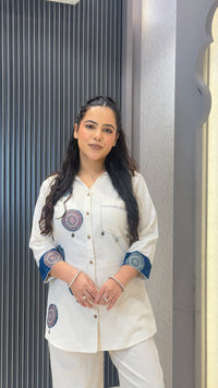 Linen Co-Ord Set with Ajrak Print Patchwork