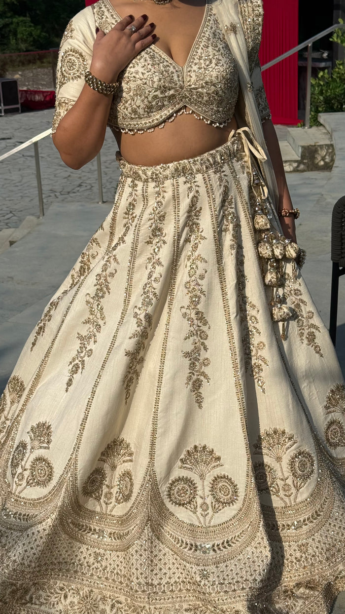 Pure Silk Handwork Lehenga with Embellished Blouse