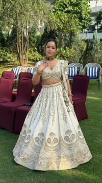Pure Silk Handwork Lehenga with Embellished Blouse