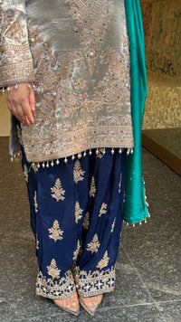 Shimmer Silk Beaded Suit Set with Chinon Salwar Style Pant