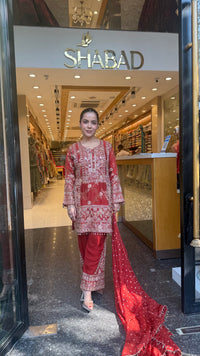 Designer Georgette Suit Set with Handwork Cutdana, Sequins & Pearl Embellishments
