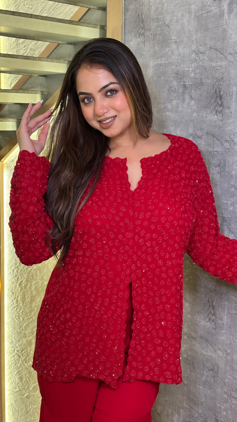 Achkan Style Indo-Western Set with Handwork Shirt – Upto Size 46