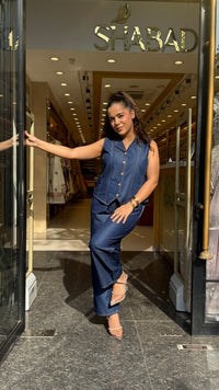 Denim Fabric Co-Ord Set for Women | Stylish Casual Two-Piece Outfit