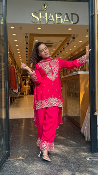 Designer Chinon Suit Set with Dori & Sequin Work