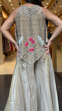 Pure Shimmer Silk Indo-Western with Handwork Thread, Zari, Cutdana & Pearl Embroidery