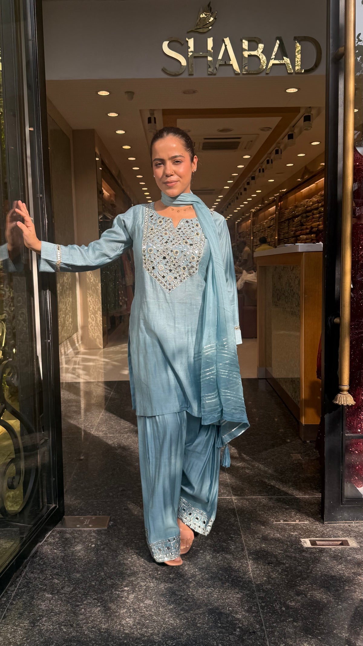 Budget Friendly Maheshwari Cotton Suit with Mirror Work | Up to Size 46
