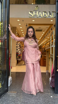 Shimmer Tissue Co-Ord Set with Metal Beads & Sequin Work