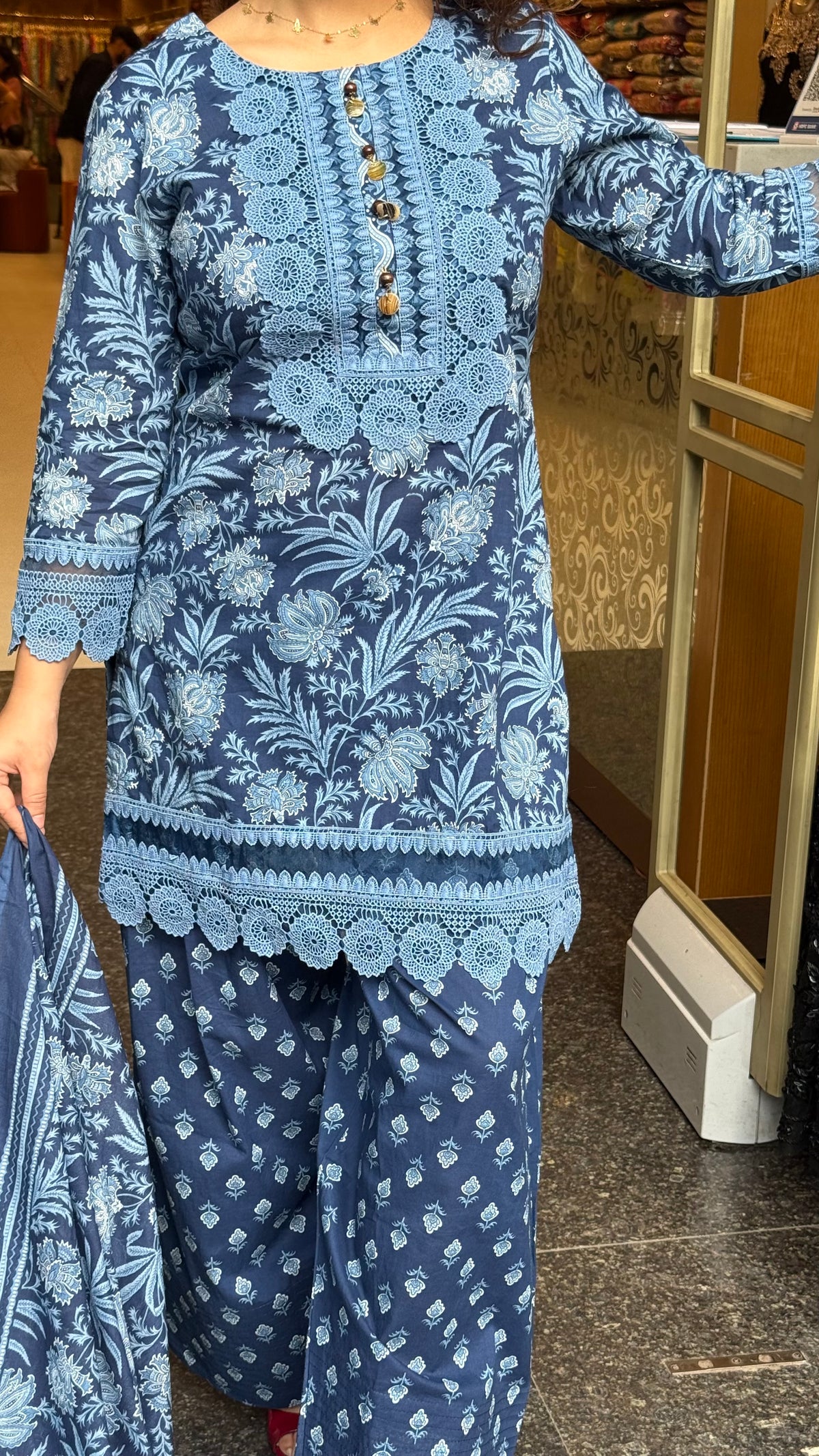 Budget-Friendly Printed Cotton Suit Set with Farshi Salwar & Lace Work | Women’s Ethnic Wear