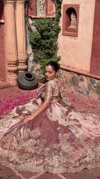 Shimmer Tissue Beads Work Designer Lehenga Set | Festive & Wedding Wear