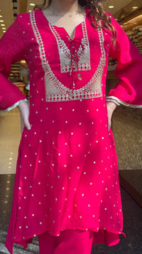 Mul Chanderi Co-ord Set with Badla & Sequin Work
