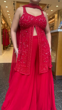 Elegant Georgette Suit Set with Handwork Shirt & Cutdana Sequin Detailing (sleeves available)