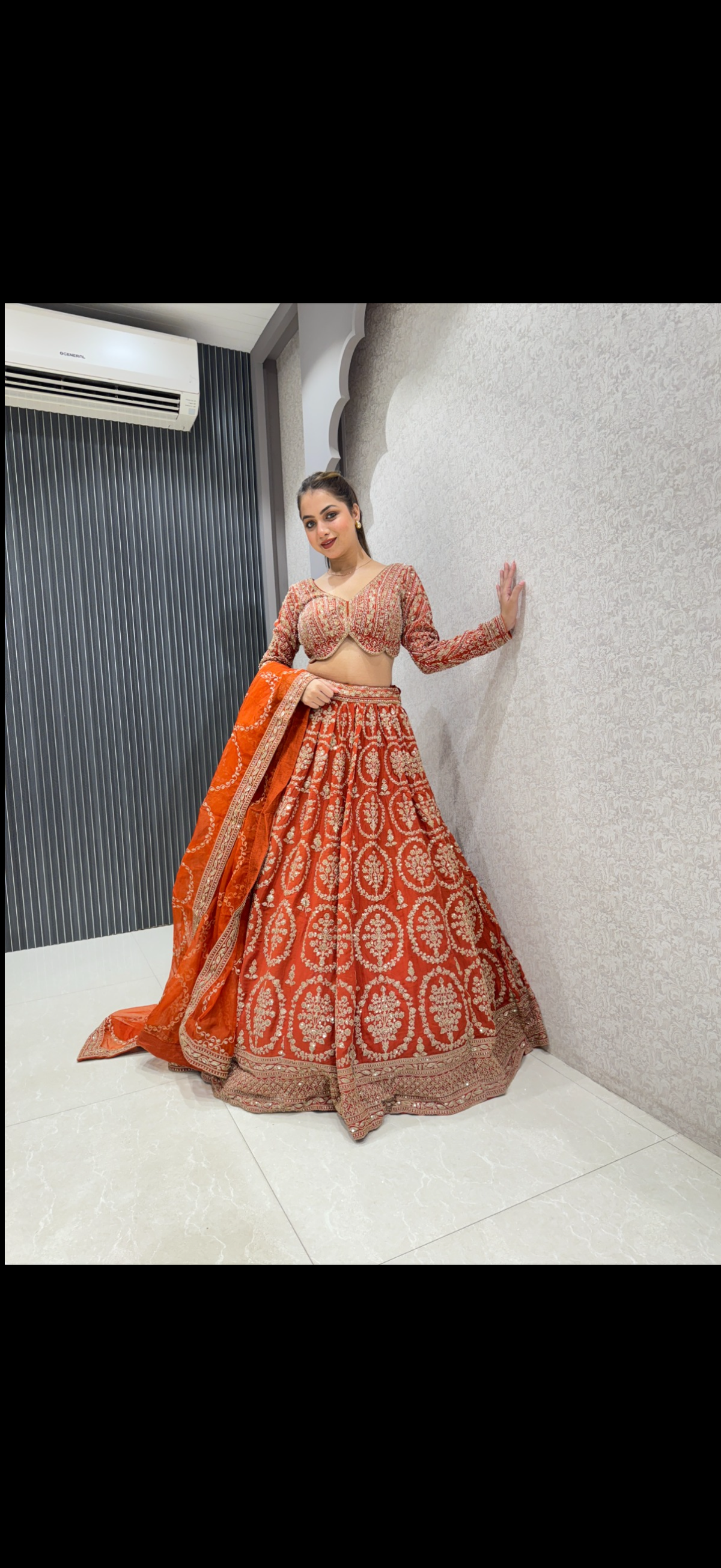 Georgette Aari Work Sequin Lehenga Set with Organza Dupatta | Up to Size 44