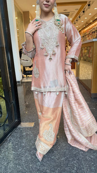 Budget-Friendly Dori Work Suit Set in Shimmer Silk | Sizes Up to 46