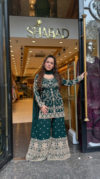 Georgette Suit Set with Dori & Mirror Work | Premium Festive Wear
