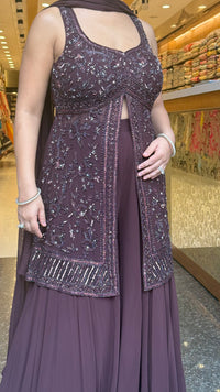 Elegant Georgette Suit Set with Handwork Shirt & Cutdana Sequin Detailing (sleeves available)