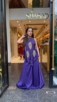 Pure Shimmer Silk Indo-Western with Handwork Thread, Zari, Cutdana & Pearl Embroidery