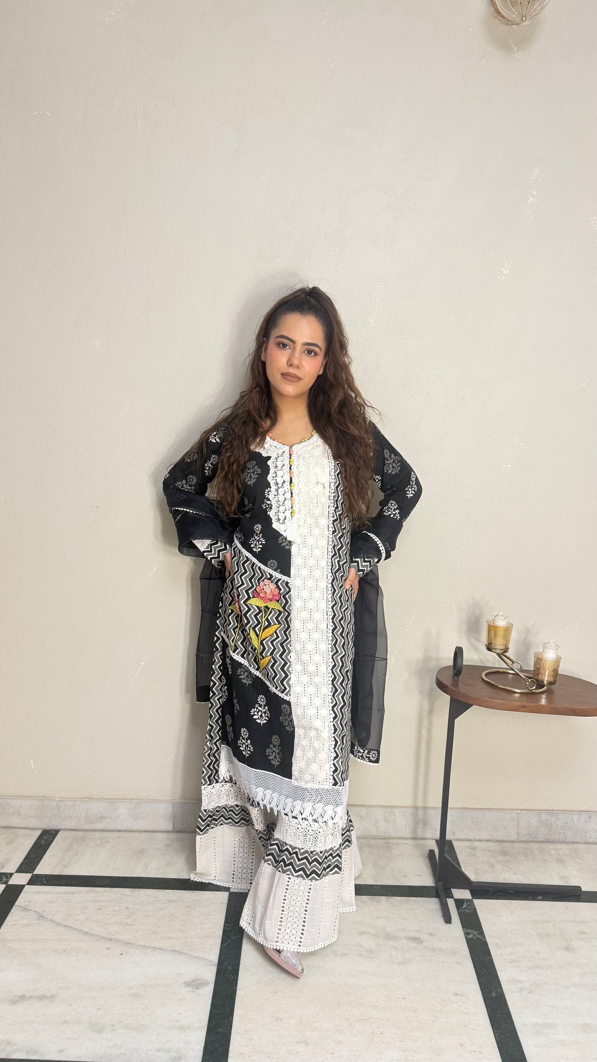 Printed Pakistani Cotton Suit with Lace Work | Budget-Friendly Ethnic Wear | Sizes Up to 46