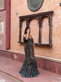 Handwork Fish Cut Lehenga with Beaded & Cutdana Blouse