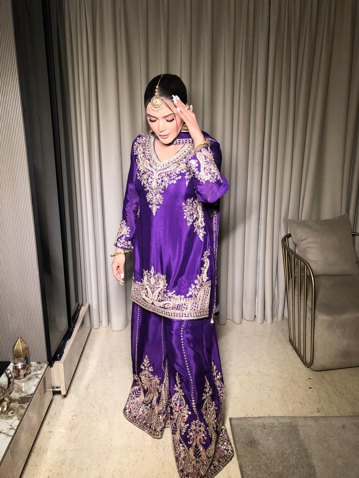 Sequence & Pearl Handwork Suit Set