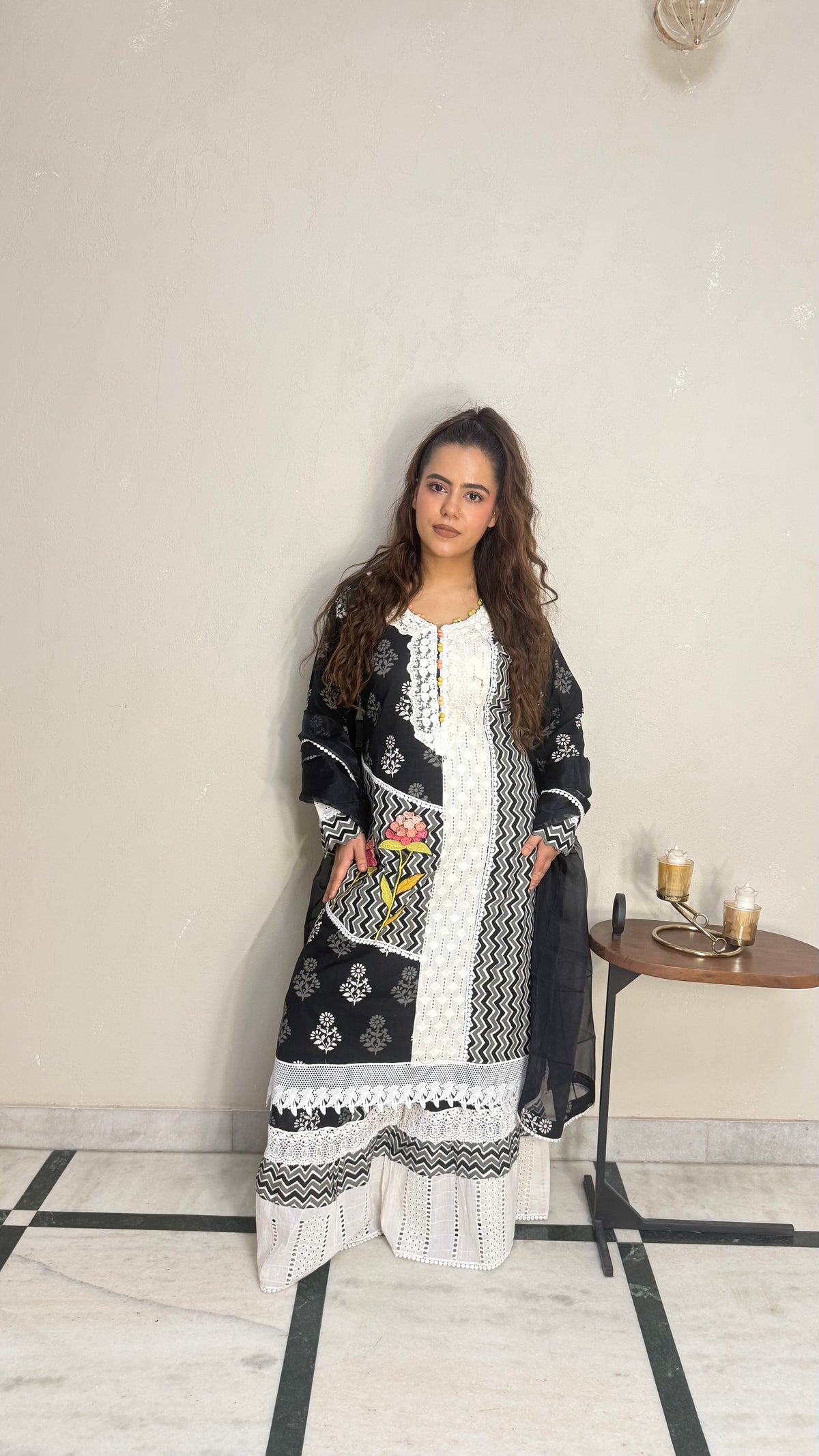 Printed Pakistani Cotton Suit with Lace Work | Budget-Friendly Ethnic Wear | Sizes Up to 46