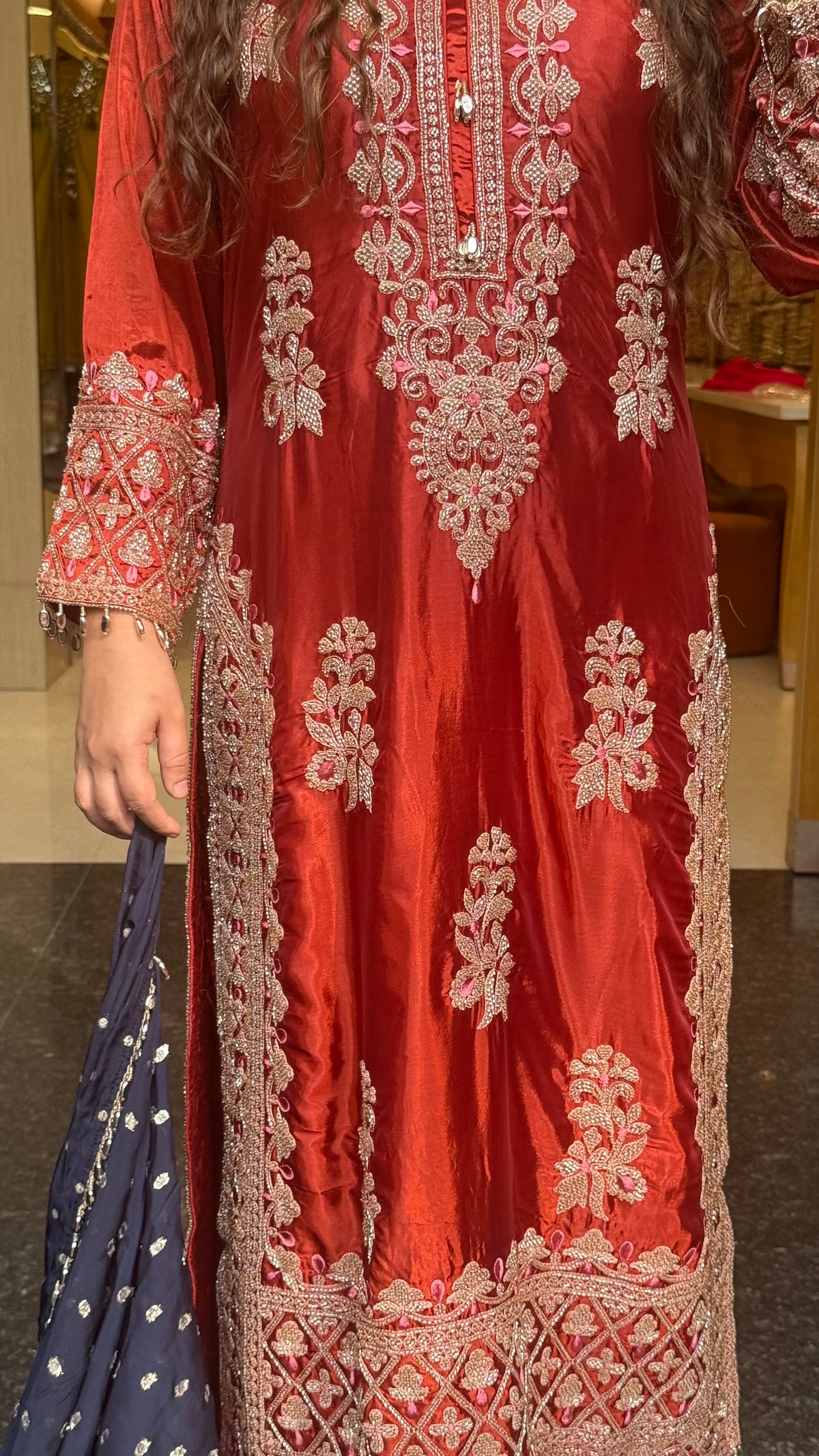 Beads & Thread Embroidered Dupion Silk Suit Set | Festive & Wedding Wear | Size Up to 46