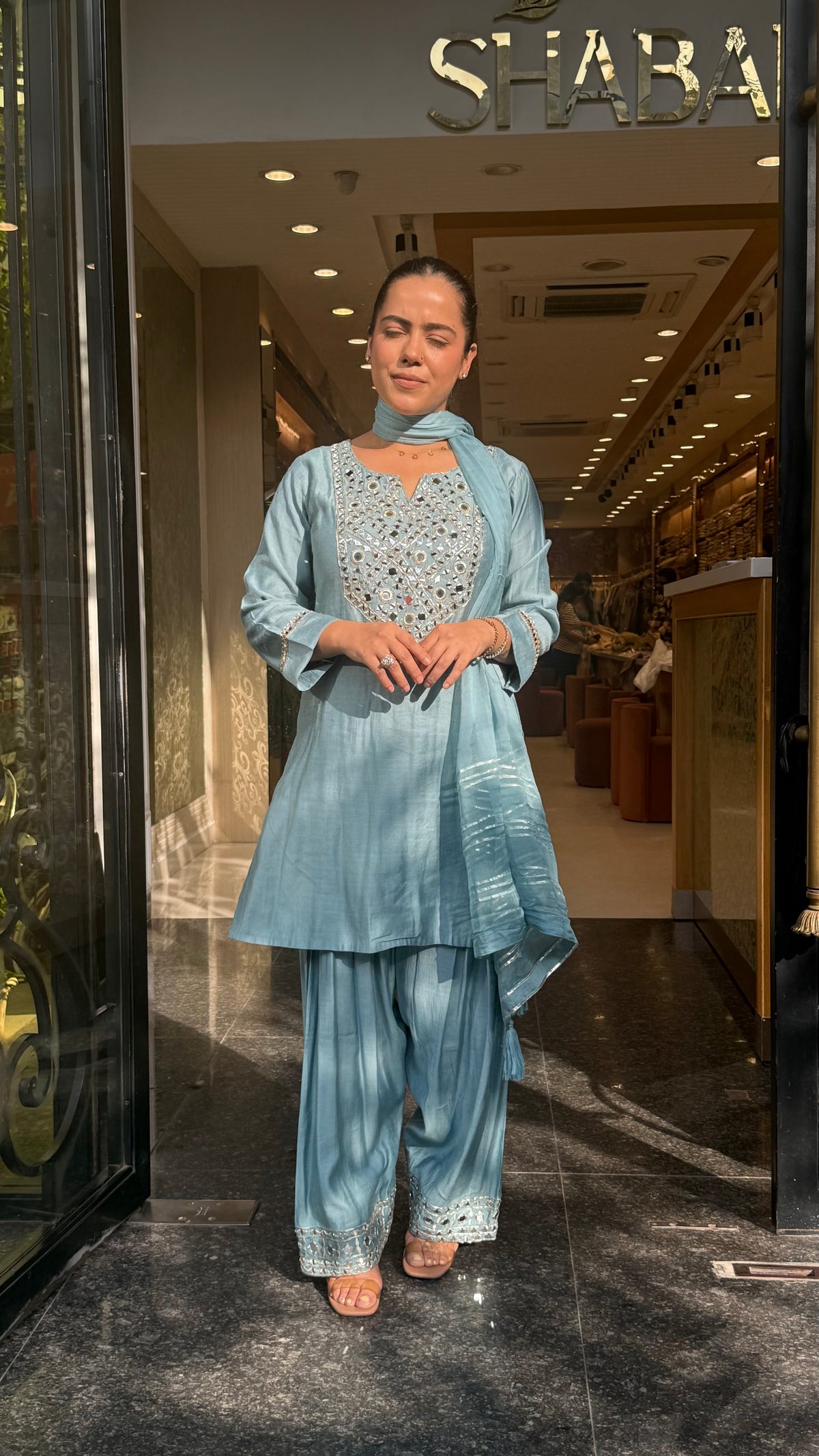 Budget Friendly Maheshwari Cotton Suit with Mirror Work | Up to Size 46