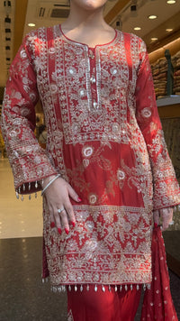 Designer Georgette Suit Set with Handwork Cutdana, Sequins & Pearl Embellishments