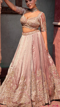 Shimmer Tissue Beads Work Designer Lehenga Set | Festive & Wedding Wear