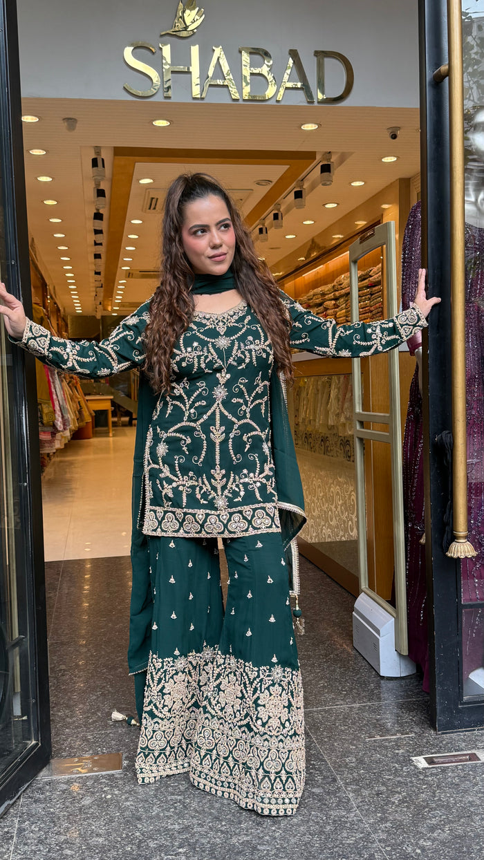 Georgette Suit Set with Dori & Mirror Work | Premium Festive Wear