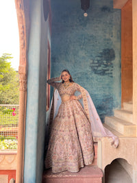 Elegant Soft Organza Lehenga with Thread Embroidery, Dori Work, Cutdana Sequins & Pearl Detailing