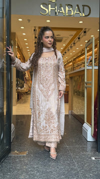 Pakistani Suit Set with banarsi weaving  shirt &  Beads handwork