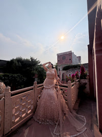 Fish-Cut Lehenga with Beads, Pearls & Sequin Work | Designer Lehenga