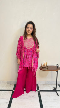 Bandhani Print Crepe Co-ord Set with Dori, Pearl, Sequin & Mirror Work