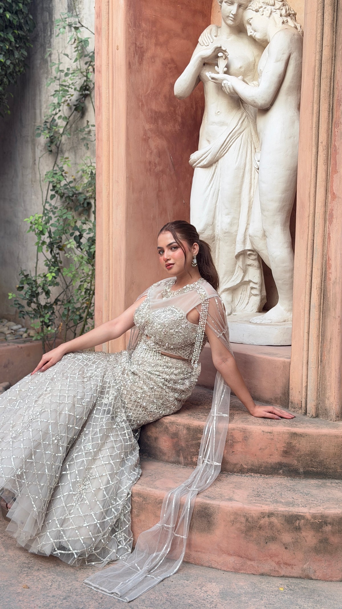 Luxury Fish Cut Lehenga with Zarkan & Sequin Handwork Blouse