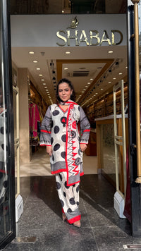 Budget friendly 
Muslin fabric polka dot print
Farshi salwar