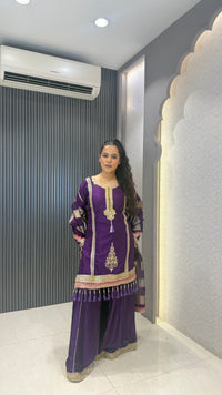 Premium Silk Suit Set with Sequin Handwork