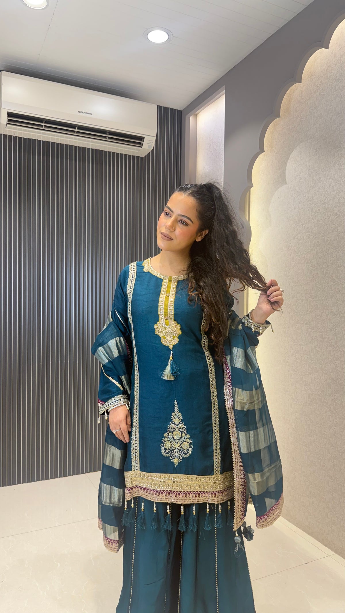 Premium Silk Suit Set with Sequin Handwork