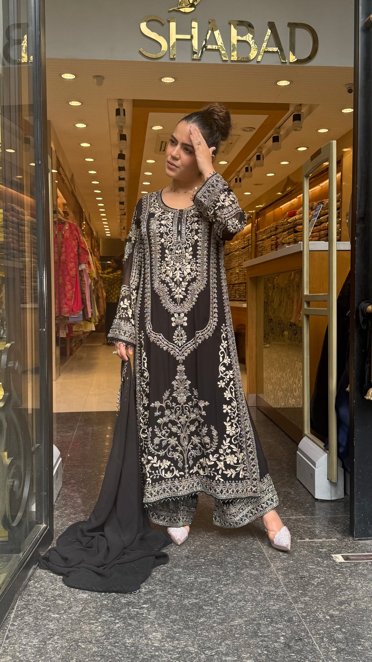 Metallic Beads & Thread Embroidered Designer Suit Set | Premium Occasion Wear