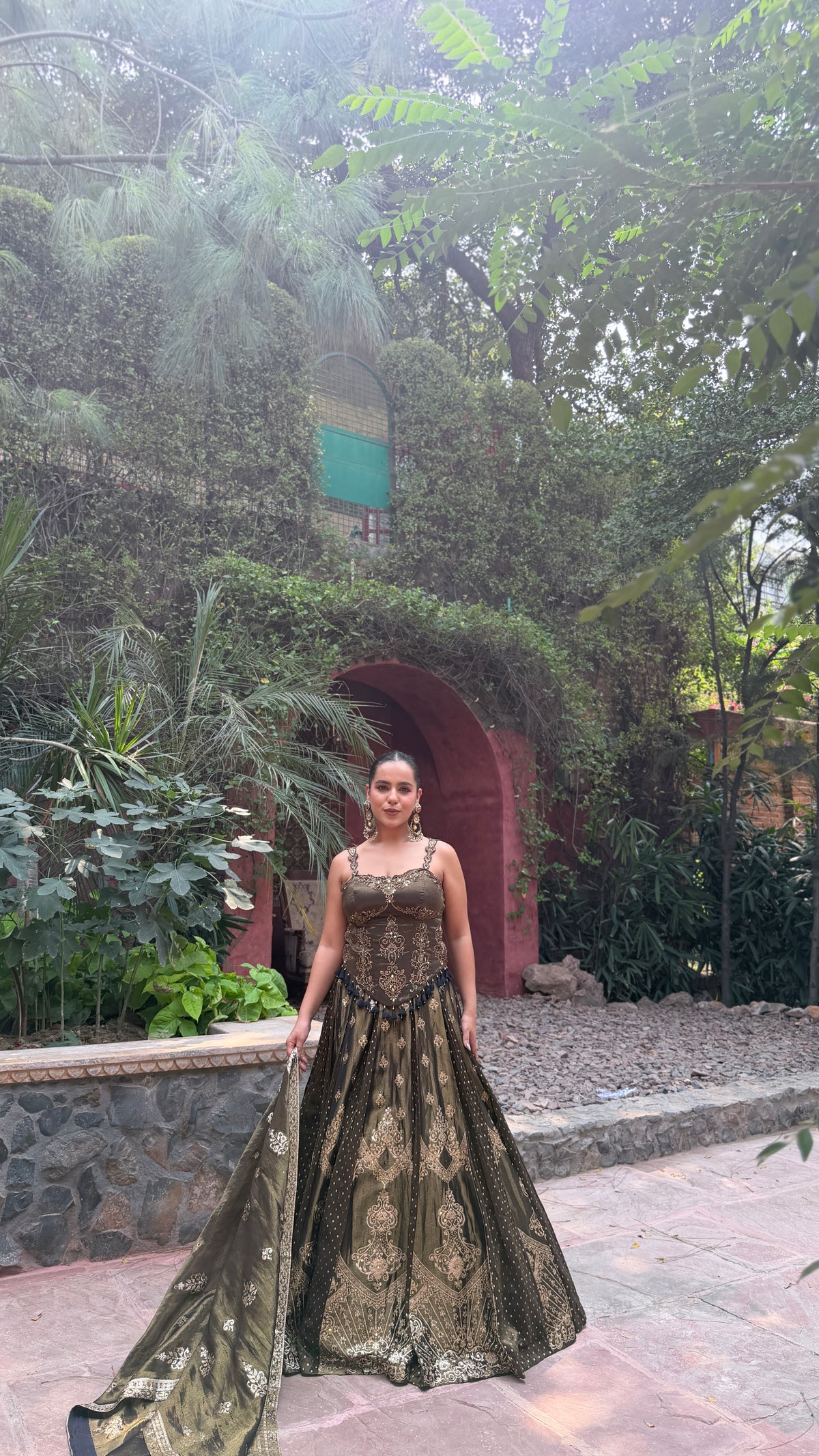 Banarasi Shimmer Silk Lehenga with Thread Hand-Embroidered Blouse