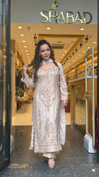 Pakistani Suit Set with banarsi weaving  shirt &  Beads handwork